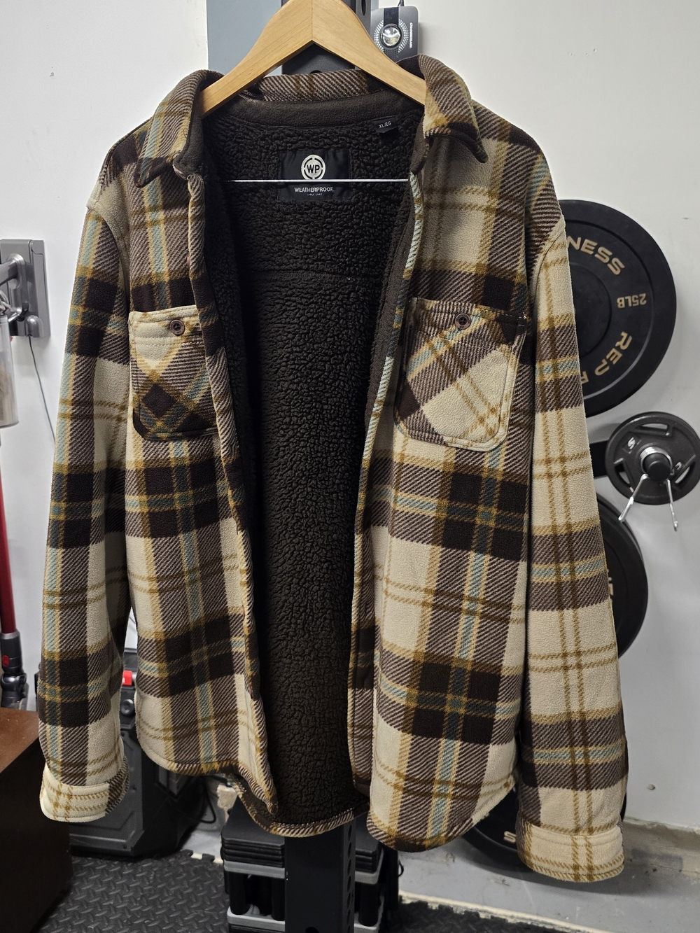 Weatherproof Brown Plaid Sherpa-Lined Shirt Jacket